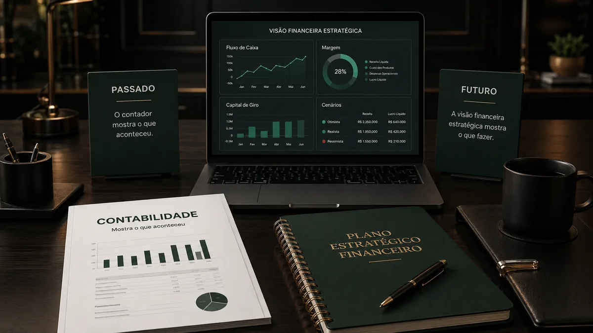 Assessoria financeira empresarial comparada à contabilidade operacional