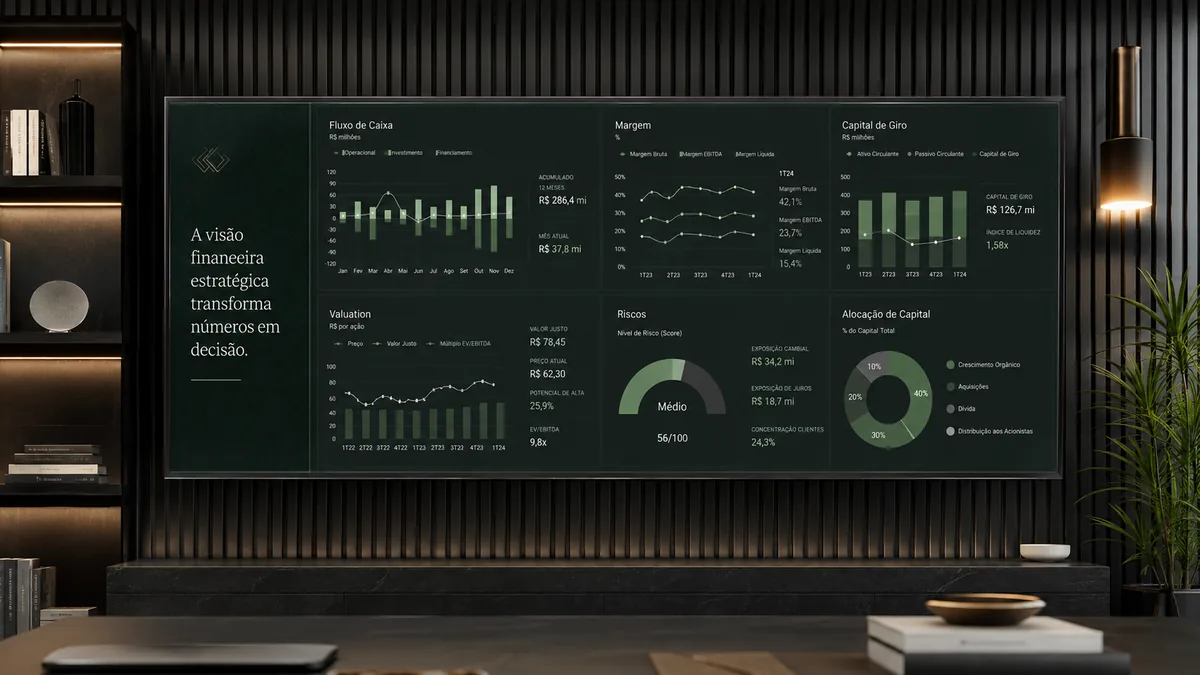 Indicadores de assessoria financeira empresarial: caixa, margem, capital de giro e valuation