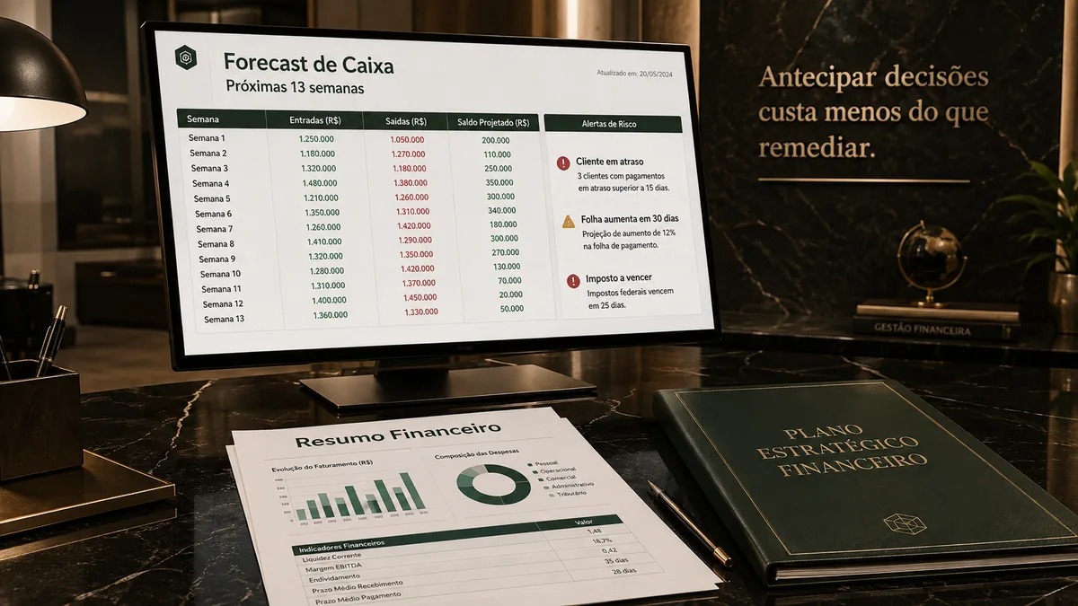 Forecast de caixa com alertas de risco para decisões empresariais