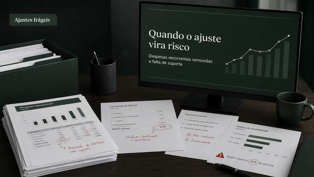 Ajustes frágeis de EBITDA: despesas recorrentes removidas e falta de suporte