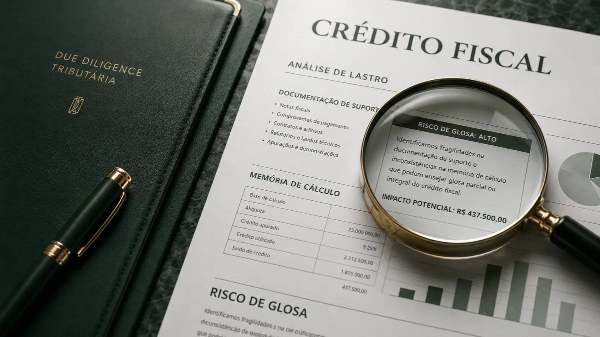 Crédito fiscal frágil analisado em due diligence