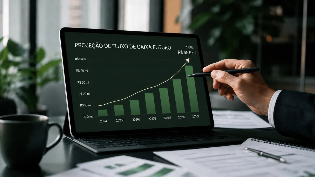 Fluxo de caixa futuro sustentando o valuation de empresa